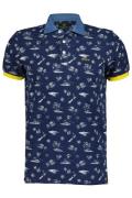 New Zealand poloshirt normale fit donkerblauw geprint katoen