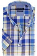 Giordano casual overhemd blauw geruit 100% katoen normale fit