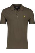 Lyle & Scott polo slim fit bruin effen 3 knoops katoen