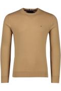 Tommy Hilfiger trui ronde hals beige effen katoen/kasjmier