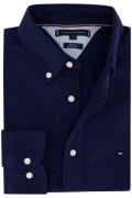 Tommy Hilfiger casual overhemd normale fit donkerblauw effen flanel ka...