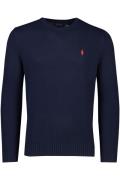 Polo Ralph Lauren trui ronde hals donkerblauw effen katoen rood logo