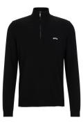 Katoenen Hugo Boss Big & Tall trui zwart halfzip