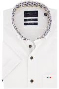 Portofino casual overhemd korte mouw wijde fit wit effen katoen 100%
