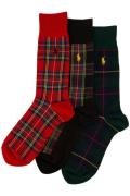 Geruite sokken Polo Ralph Lauren rood groen 3-pack