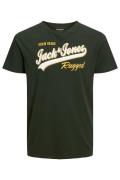 Jack & Jones T-shirts donkergroen katoen opdruk