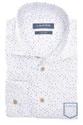 Overhemd Ledub Modern Fit New wit geprint katoen