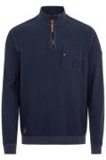 Camel Active trui donkerblauw half-zip wijde fit