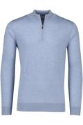 Thomas Maine trui merinowol half zip lichtblauw