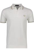 Fred Perry polo normale fit wit effen katoen met bruine details