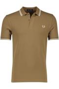 Fred Perry poloshirt korte mouw normale fit bruin effen katoen