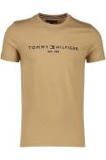 Tommy Hilfiger t-shirt effen bruin slim fit katoen