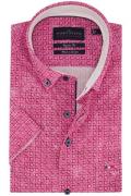 Portofino casual overhemd korte mouw roze wit geprint katoen regular f...