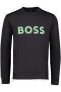 Hugo Boss ronde hals sweater zwart opdruk Salbo katoen