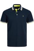 Jack & Jones polo normale fit donkerblauw neon effen katoen