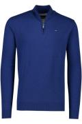 katoenen Portofino sweater effen donkerblauw half zip