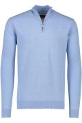 katoenen Portofino sweater half zip effen blauw extra lang