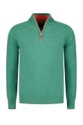 katoenen New Zealand sweater half zip groen