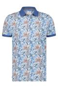 Katoenen A Fish Named Fred polo blauw geprint slim fit