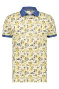 Geel geprint A Fish Named Fred polo katoen slim fit