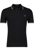 katoenen Fred Perry polo effen zwart normale fit