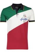 Katoenen Aeronautica Militare polo groen rood geprint slim fit