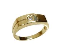 Christian Gouden cachet ring met zirkonia