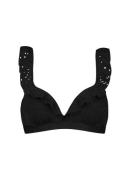 Beachlife black embroid ruffle bikinitop -