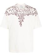 Marcelo Burlon Fluid wings oversized t-shirt ecru burgundy