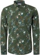 No Excess Shirt stretch allover printed dark green