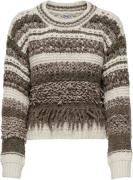 Only Onlfrigg fringe ls pullover ex knt birch/b. chocol