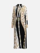 Mucho Gusto Zijden jurk turin long zwarte riemen met slangenprint
