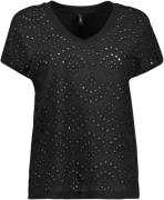 Only Onllulu life s/s v-neck top box jrs black/broderie