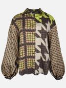Mucho Gusto Blouse dozza brown with lime green pied-de-poule