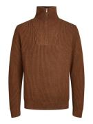 Jack & Jones Jprblacharlie knit half zip cognac