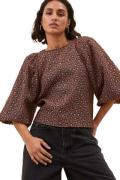 By-Bar Amsterdam Zasu jacquard blouse brown panter print