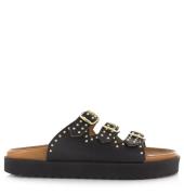 DWRS Label Dwrs miami slippers | black/gold slippers met gesp dames