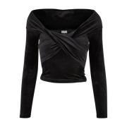 Urban Classics Dames off shoulders velvet cross front top met lange mo...