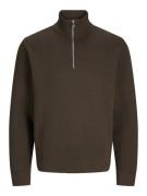 Jack & Jones jprccmilano stitch knit half zip sn 12259664 slate black