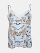 Mucho Gusto Slip top lichtblauw met luipaard print