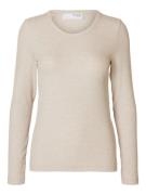 Selected Femme slfdianna ls o-neck top noos 16090484 oatmeal