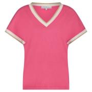 Red Button Jerry v-neck pink