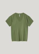 Summum v-neck top metallic coated jersey 3s4887-30545 612 combat green