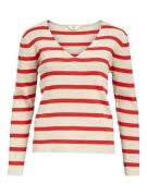 Object objester ls re v-neck knit pullover 23046159 sandshell stripes