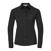 Russell Athletic Dames klassiek katoenen popeline shirt met lange mouw...