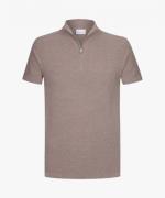 Profuomo Ppwj10006b h3 pullover half zip brown short sleeve trui profu