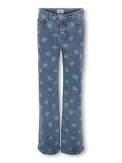 Only Kogjuicy wide leg lip print dnm blue denim