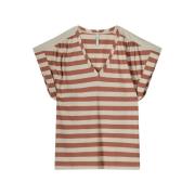 Summum V- neck top cotton modal stripe jersey 3s5086-30682