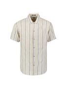 No Excess Shirt short lseeve bobby vertical stripe with linen zand des...