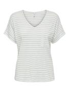 Only Onliben ss moster v-neck glitter t ecru dessin
